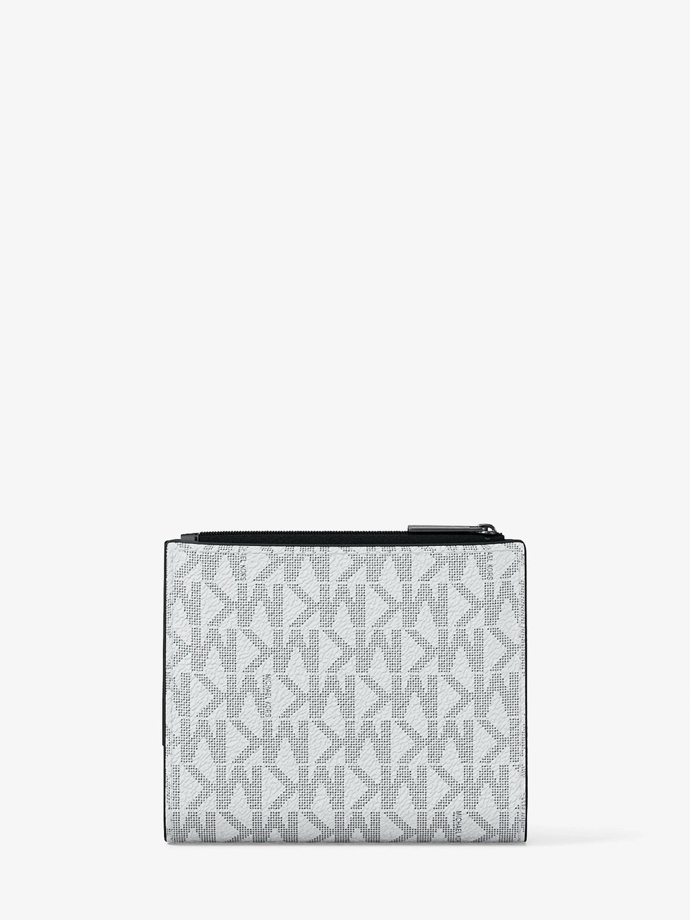 Michael Kors White and Black Logo Zip Wallet